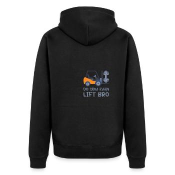 Stapler Spruch Gabelstapler Geschenk Lagerist - Unisex Premium Bio Zip Hoodie - Schwarz - Hinten - Nico (187cm)