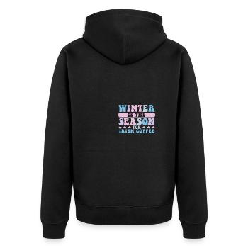 Der Winter ist die Jahreszeit für Liebhaber von Irish Coffee - Unisex Premium Bio Zip Hoodie - Schwarz - Hinten - Nico (187cm)