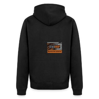 Ich bin in einer Situation mit Meditationssitzungen - Unisex Premium Bio Zip Hoodie - Schwarz - Hinten - Nico (187cm)