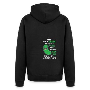 Mal mich grün und nenn mich eine Gurke - Unisex Premium Bio Zip Hoodie - Schwarz - Hinten - Nico (187cm)