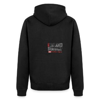 In A Complicated Situationship With Meditation - Unisex Premium Organic Zip Hoodie - black - Back - Nico (187cm)