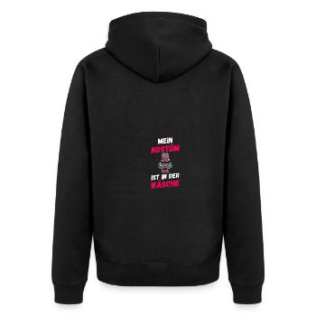 Karnevalskostüm Fasching Karneval - Unisex Premium Bio Zip Hoodie - Schwarz - Hinten - Nico (187cm)