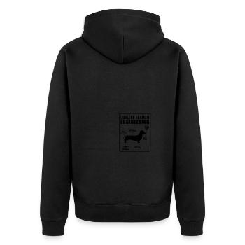 Quality German Engineering Daschund - Unisex Premium Bio Zip Hoodie - Schwarz - Hinten - Nico (187cm)