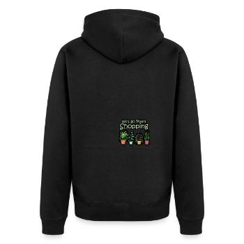 Let's go plant shopping - Plant Lover - Unisex Premium Bio Zip Hoodie - Schwarz - Hinten - Nico (187cm)