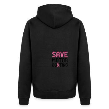 Save Motor Boating - Beat Breast Cancer - Unisex Premium Bio Zip Hoodie - Schwarz - Hinten - Nico (187cm)