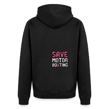 Save Motor Boating - Beat Breast Cancer - Unisex Premium Bio Zip Hoodie - Schwarz - Hinten - Nico (187cm)