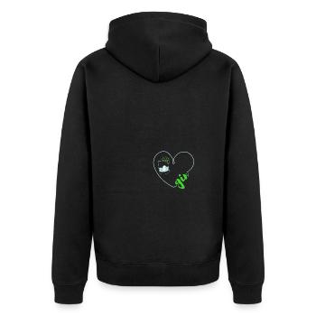 Gin Love Heart - Gin Lover - Unisex Premium Bio Zip Hoodie - Schwarz - Hinten - Nico (187cm)