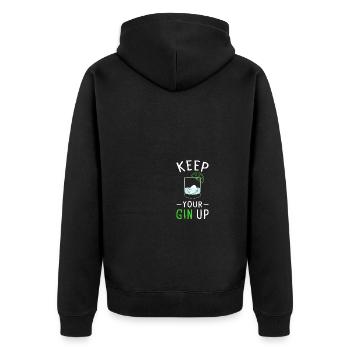 Keep Your Gin Up - Unisex Premium Bio Zip Hoodie - Schwarz - Hinten - Nico (187cm)