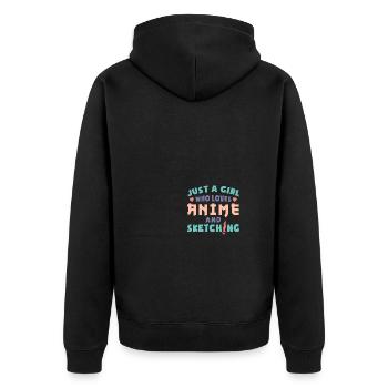Just A Girl Who Loves Anime and Sketching - Unisex Premium Bio Zip Hoodie - Schwarz - Hinten - Nico (187cm)