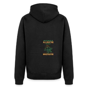 What Do You Call An Alligator In A Vest? An - Unisex Premium Bio Zip Hoodie - Schwarz - Hinten - Nico (187cm)