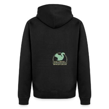The Squirrel Whisperer - Unisex Premium Bio Zip Hoodie - Schwarz - Hinten - Nico (187cm)