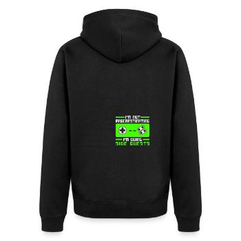 Im Not Procrastinating Im Doing Side Quests - Unisex Premium Bio Zip Hoodie - Schwarz - Hinten - Nico (187cm)