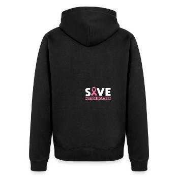 Save Motorboating - Breast Cancer Awareness - Unisex Premium Bio Zip Hoodie - Schwarz - Hinten - Nico (187cm)