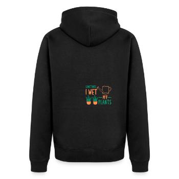 Sometimes I Wet My Plants - Unisex Premium Bio Zip Hoodie - Schwarz - Hinten - Nico (187cm)
