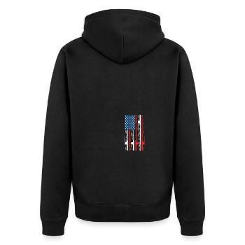 American Flag Fishing Rod USA Patriotic - Unisex Premium Bio Zip Hoodie - Schwarz - Hinten - Nico (187cm)