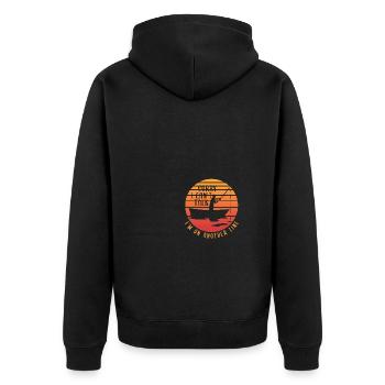 Sorry Can't Talk I'm On Another Line Fishing - Unisex Premium Bio Zip Hoodie - Schwarz - Hinten - Nico (187cm)