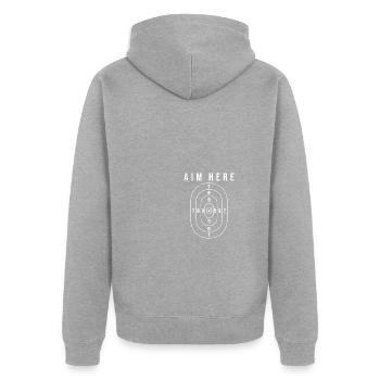 Bullseye Target Archery Target Prank Bulls Eye - Unisex Premium Bio Zip Hoodie - Grau meliert - Hinten - Nico (187cm)
