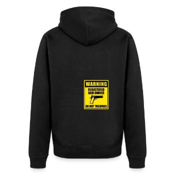 Registered Gun Owner Sign - Unisex Premium Bio Zip Hoodie - Schwarz - Hinten - Nico (187cm)