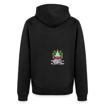 Crazy Plant Lady - Plant Lover - Unisex Premium Bio Zip Hoodie - Schwarz - Hinten - Nico (187cm)