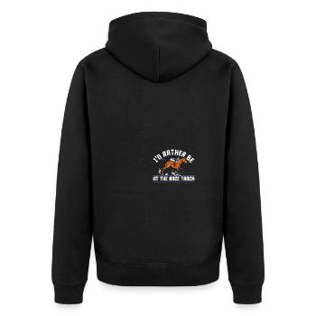 Horse Racing Lovers I'd Rather Be At The Race - Unisex Premium Bio Zip Hoodie - Schwarz - Hinten - Nico (187cm)