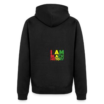 I Am Black History Month African American Pride - Unisex Premium Bio Zip Hoodie - Schwarz - Hinten - Nico (187cm)