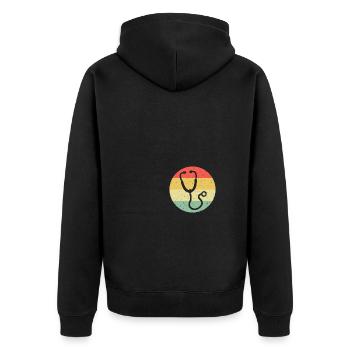 Emergency Nurse ER Medical Icons Stethoscope - Unisex Premium Bio Zip Hoodie - Schwarz - Hinten - Nico (187cm)