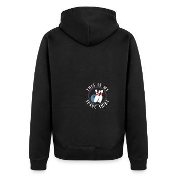 This Is My Spare Shirt - Funny Bowling - Unisex Premium Bio Zip Hoodie - Schwarz - Hinten - Nico (187cm)