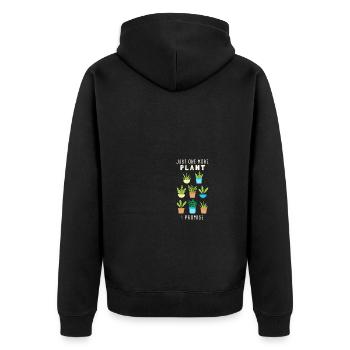 Just One More Plant I Promise - Unisex Premium Bio Zip Hoodie - Schwarz - Hinten - Nico (187cm)