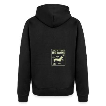 Quality German Engineering Daschund - Unisex Premium Bio Zip Hoodie - Schwarz - Hinten - Nico (187cm)