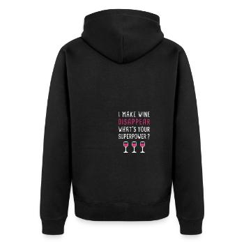 I Make Wine Disappear - Wine Drinking Lover - Unisex Premium Bio Zip Hoodie - Schwarz - Hinten - Nico (187cm)