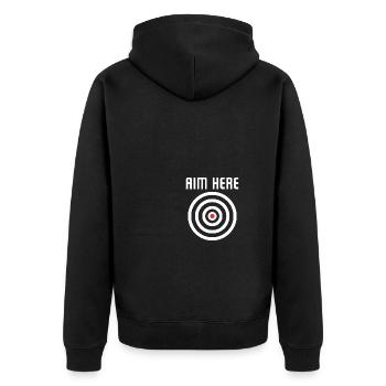 Bullseye Target Aim Here Darts Players Shooting - Unisex Premium Bio Zip Hoodie - Schwarz - Hinten - Nico (187cm)
