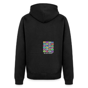 Never Forget Audio Cassette Tape - Never Forget - Unisex Premium Bio Zip Hoodie - Schwarz - Hinten - Nico (187cm)