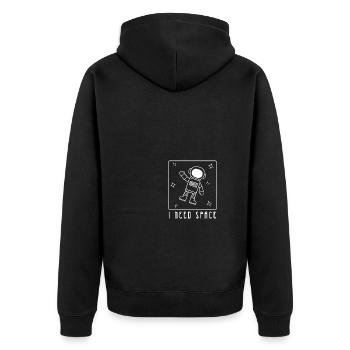 I Need Space - Unisex Premium Bio Zip Hoodie - Schwarz - Hinten - Nico (187cm)