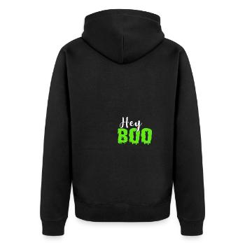 Hey Boo Halloween - Unisex Premium Bio Zip Hoodie - Schwarz - Hinten - Nico (187cm)