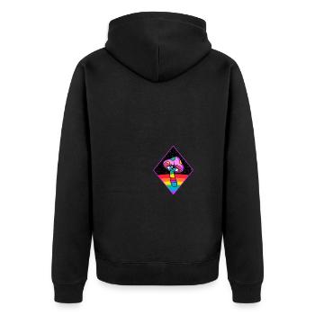 Magic Mushroom Eye Trippy Psychedelic Psychonaut - Unisex Premium Bio Zip Hoodie - Schwarz - Hinten - Nico (187cm)