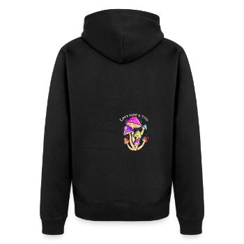 Space Shroom - Magic Mushroom - Unisex Premium Bio Zip Hoodie - Schwarz - Hinten - Nico (187cm)