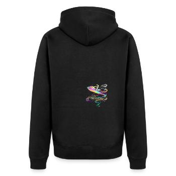 Spaceship to Earth - Psychedelic Astronaut - Unisex Premium Bio Zip Hoodie - Schwarz - Hinten - Nico (187cm)