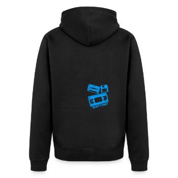 Never Forget Retro Cassette Tape Video Tape - Unisex Premium Bio Zip Hoodie - Schwarz - Hinten - Nico (187cm)