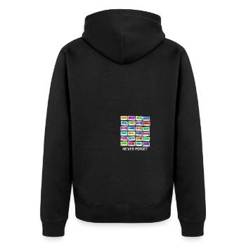Never Forget Audio Cassette - Unisex Premium Bio Zip Hoodie - Schwarz - Hinten - Nico (187cm)