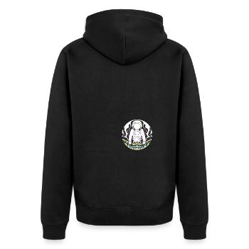 Trippy Astronaut Space Ship - Unisex Premium Bio Zip Hoodie - Schwarz - Hinten - Nico (187cm)