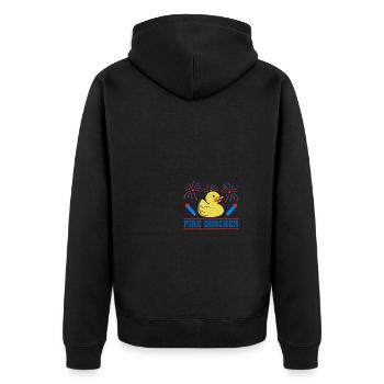 Funny Fire Quacker Rubber USA Flag Firework - Unisex Premium Bio Zip Hoodie - Schwarz - Hinten - Nico (187cm)