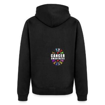 Cancer Awareness Ribbon Cure Cancer - Unisex Premium Bio Zip Hoodie - Schwarz - Hinten - Nico (187cm)