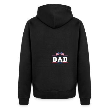 Fathers Day USA Flag Veteran Military Dad - Unisex Premium Bio Zip Hoodie - Schwarz - Hinten - Nico (187cm)
