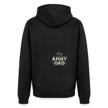 US Proud Army Dad Camo - Unisex Premium Bio Zip Hoodie - Schwarz - Hinten - Nico (187cm)
