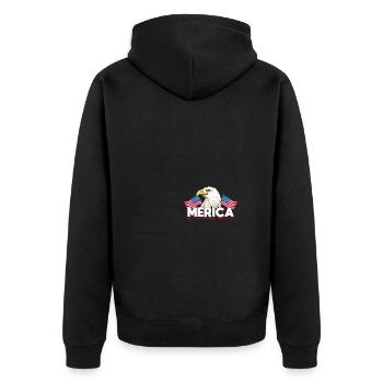 Merica Bald Eagle US Flag Independence - Unisex Premium Bio Zip Hoodie - Schwarz - Hinten - Nico (187cm)