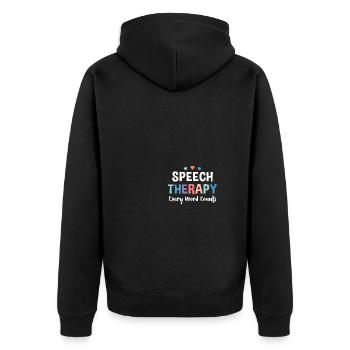 Speech Therapy Every Word Counts - Unisex Premium Bio Zip Hoodie - Schwarz - Hinten - Nico (187cm)
