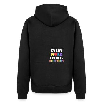 Every Word Counts Speech Therapy Speech Language - Unisex Premium Bio Zip Hoodie - Schwarz - Hinten - Nico (187cm)