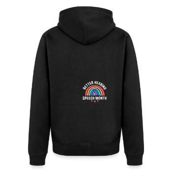 Better Hearing & Speech Month SLP Speech Therapist - Unisex Premium Bio Zip Hoodie - Schwarz - Hinten - Nico (187cm)