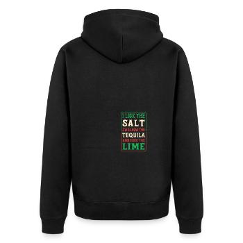 I Lick The Salt Swallow The Tequila And Suck The - Unisex Premium Bio Zip Hoodie - Schwarz - Hinten - Nico (187cm)