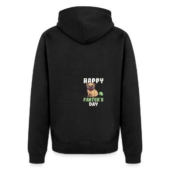Funny Farter's Day Farting Pug Dog Fathers Day - Unisex Premium Bio Zip Hoodie - Schwarz - Hinten - Nico (187cm)